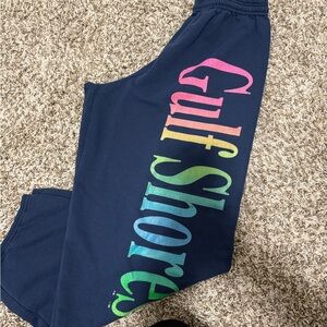 Hanes Navy Sweatpants with Green Accent